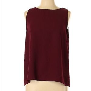 Maroon BB Dakota Sleeveless Blouse, M, sheer back